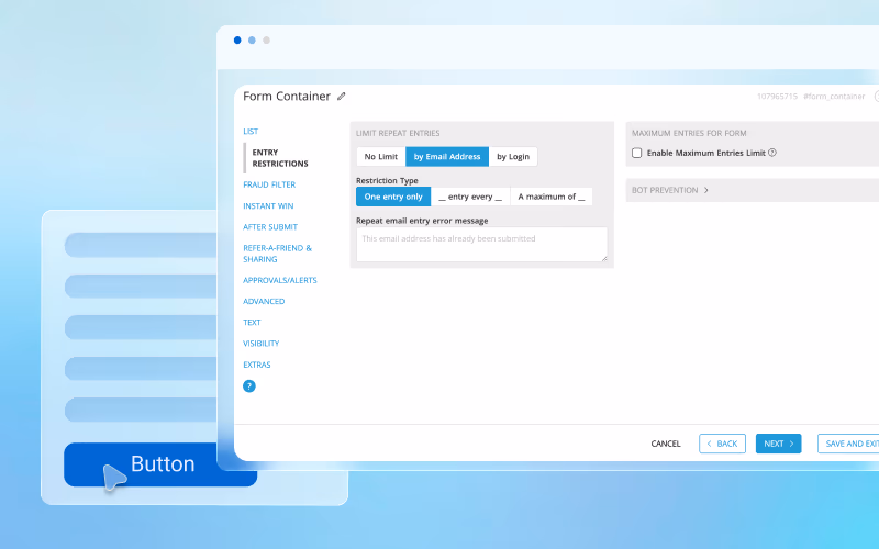 Entry form builder interface