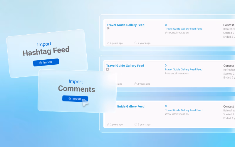 Social media comment import interface
