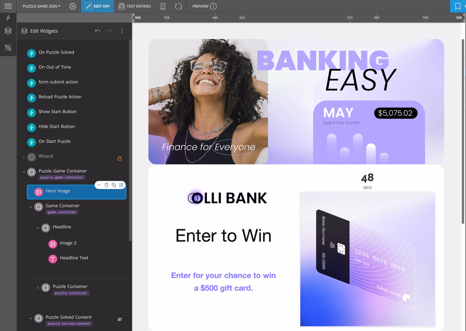 Building an enter-to-win giveaway in the ShortStack builder