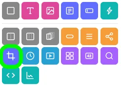 The Add Widgets panel with the Image Editor Widget icon, a crop symbol, circled in green.