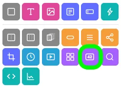 The Add Widgets panel with the Entry Count Widget icon, showing the numeral 42, circled in green.