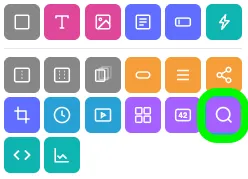 The Add Widgets panel with the Entry Search Widget icon, a magnifying glass, circled in green.